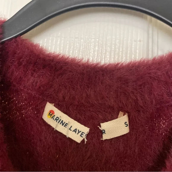 Marine Layer Arielle Crewneck Fuzzy Soft Sweater Burgundy Red Size Small - Picture 5 of 7